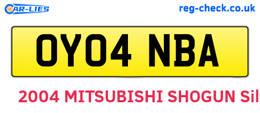 OY04NBA are the vehicle registration plates.