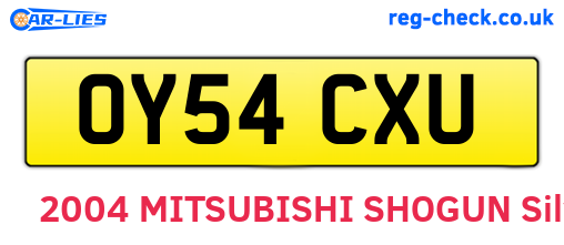 OY54CXU are the vehicle registration plates.