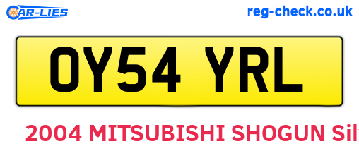 OY54YRL are the vehicle registration plates.