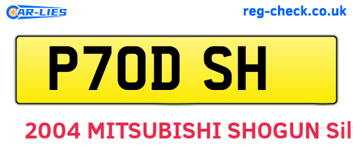 P70DSH are the vehicle registration plates.