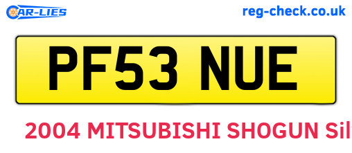 PF53NUE are the vehicle registration plates.
