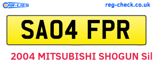 SA04FPR are the vehicle registration plates.