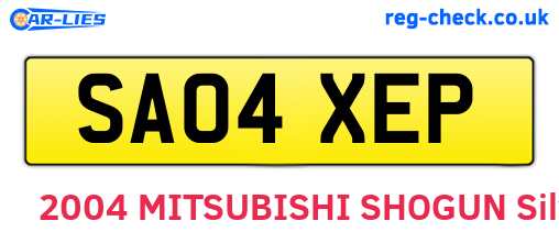 SA04XEP are the vehicle registration plates.