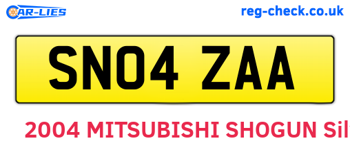 SN04ZAA are the vehicle registration plates.