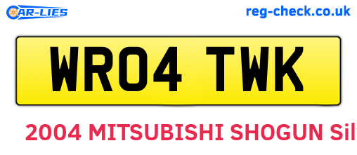 WR04TWK are the vehicle registration plates.