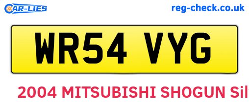 WR54VYG are the vehicle registration plates.