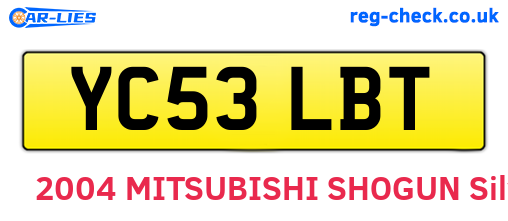 YC53LBT are the vehicle registration plates.