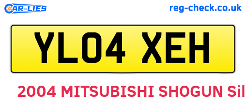 YL04XEH are the vehicle registration plates.