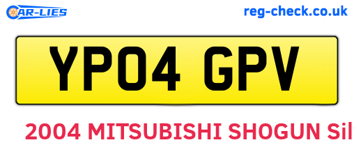 YP04GPV are the vehicle registration plates.