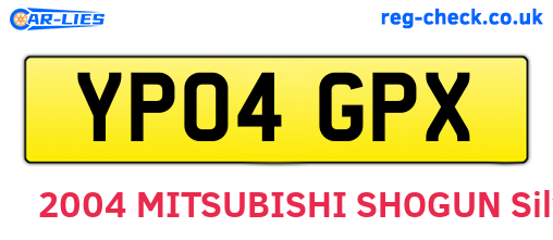YP04GPX are the vehicle registration plates.