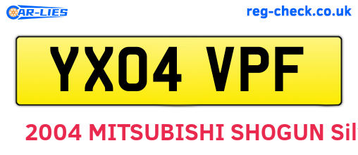 YX04VPF are the vehicle registration plates.