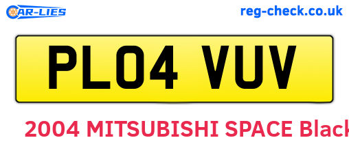 PL04VUV are the vehicle registration plates.