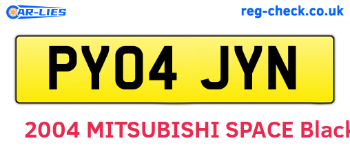 PY04JYN are the vehicle registration plates.