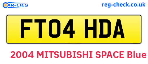 FT04HDA are the vehicle registration plates.
