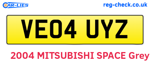 VE04UYZ are the vehicle registration plates.