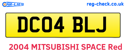 DC04BLJ are the vehicle registration plates.