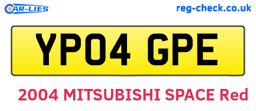 YP04GPE are the vehicle registration plates.