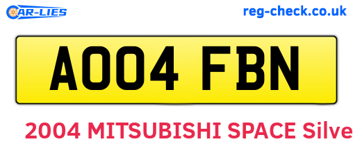 AO04FBN are the vehicle registration plates.