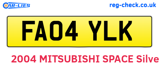 FA04YLK are the vehicle registration plates.