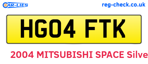 HG04FTK are the vehicle registration plates.