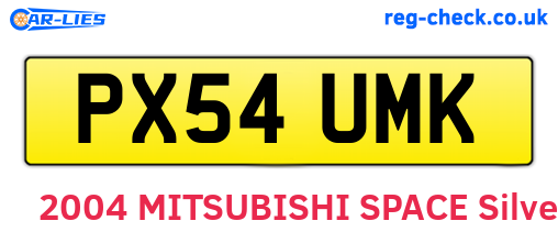 PX54UMK are the vehicle registration plates.