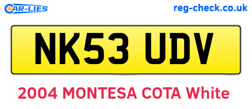 NK53UDV are the vehicle registration plates.