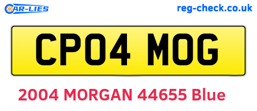 CP04MOG are the vehicle registration plates.