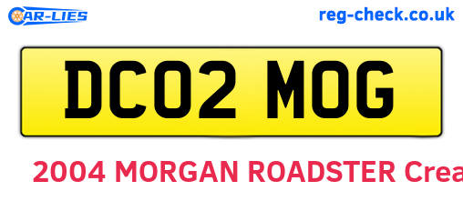 DC02MOG are the vehicle registration plates.