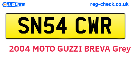 SN54CWR are the vehicle registration plates.