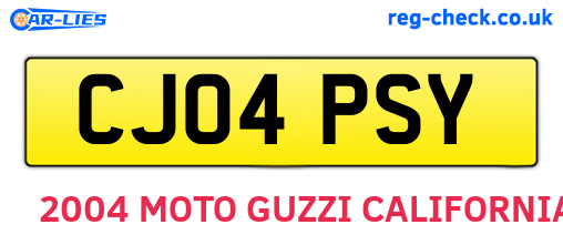CJ04PSY are the vehicle registration plates.