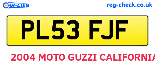 PL53FJF are the vehicle registration plates.