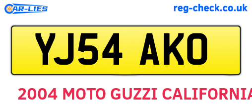 YJ54AKO are the vehicle registration plates.