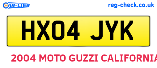 HX04JYK are the vehicle registration plates.