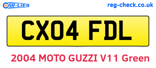 CX04FDL are the vehicle registration plates.
