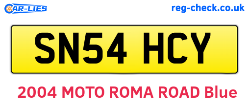 SN54HCY are the vehicle registration plates.