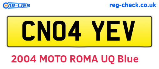 CN04YEV are the vehicle registration plates.