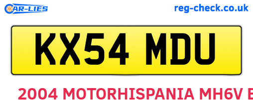 KX54MDU are the vehicle registration plates.