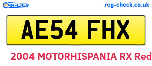 AE54FHX are the vehicle registration plates.