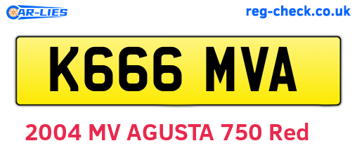 K666MVA are the vehicle registration plates.