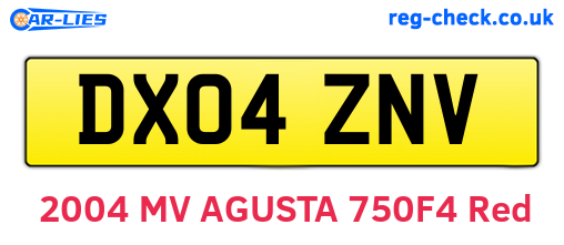 DX04ZNV are the vehicle registration plates.