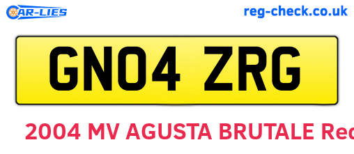 GN04ZRG are the vehicle registration plates.