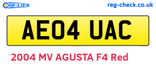 AE04UAC are the vehicle registration plates.