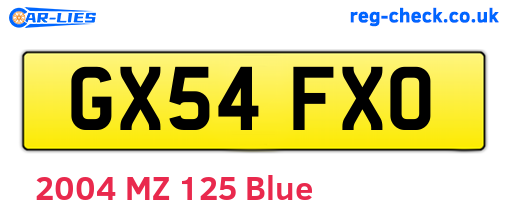 GX54FXO are the vehicle registration plates.