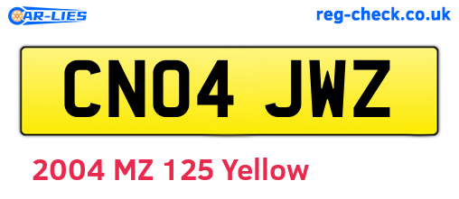 CN04JWZ are the vehicle registration plates.