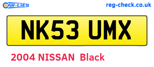 NK53UMX are the vehicle registration plates.