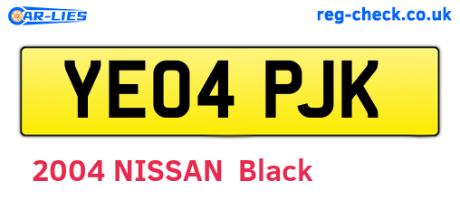 YE04PJK are the vehicle registration plates.