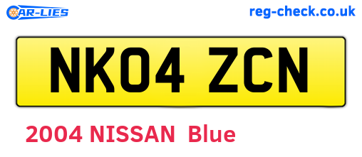 NK04ZCN are the vehicle registration plates.