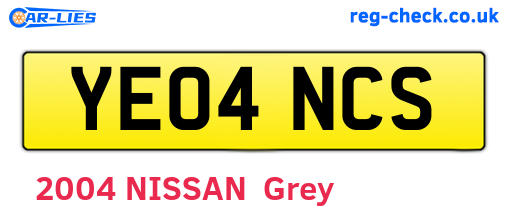 YE04NCS are the vehicle registration plates.