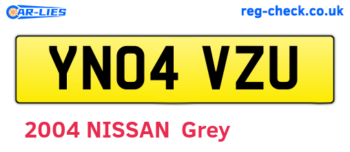 YN04VZU are the vehicle registration plates.
