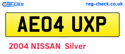 AE04UXP are the vehicle registration plates.